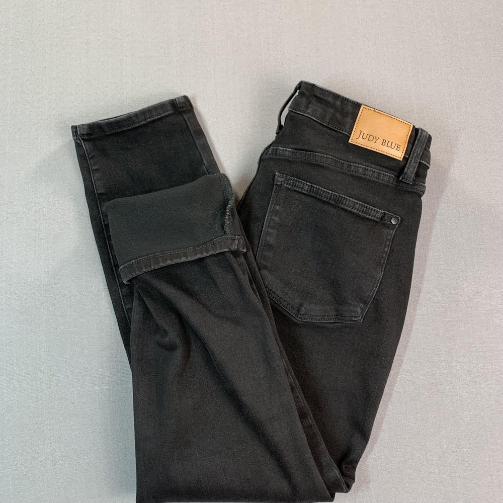 Judy Blue Jeans Juniors 11/30 Black Mid Rise Slim Fit Stretch Denim (32x28)